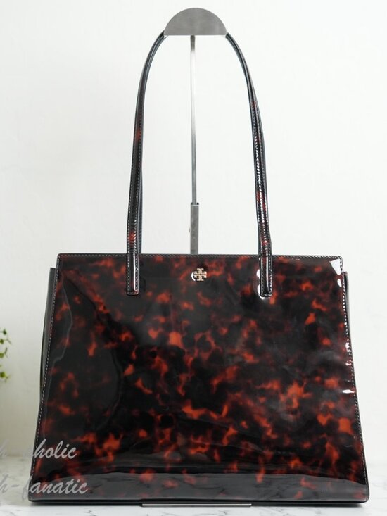 Tory Burch Handbags - Tory Burch Emerson Tortoise Patent Leather Work Tote 165968 NWT